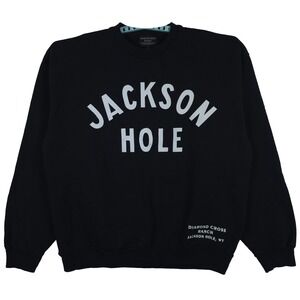 Diamond Cross Ranch Sweatshirt Large Jackson Hole Wyoming Black Heavy Weight New